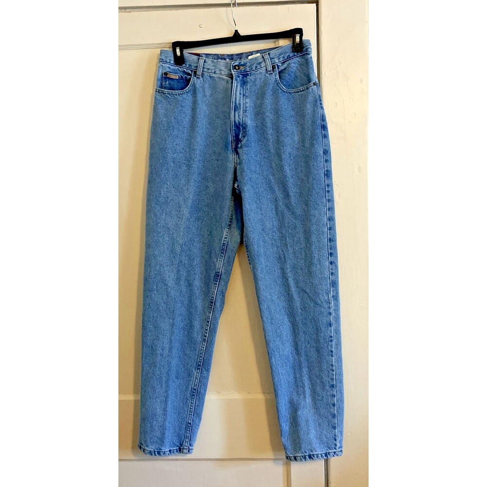 Eddie Bauer Jeans Womens Size 16 Blue Denim Loose Fit Stonewash Embellished